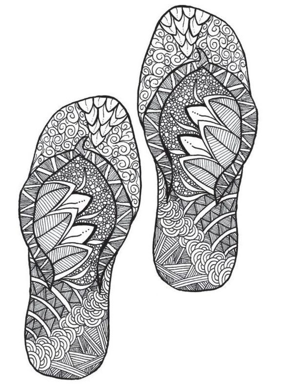 Coloring book antistress flip-flops